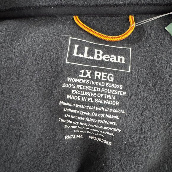 L.L. Bean Mountain Classic Fleece Vest Womens 1X Black Zip Outdoor NWT CJ-1963 - Picture 9 of 9